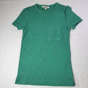 Madewell Women Green Garment Dyed Ribbed Short Sleeve Cotton Tee Size XS